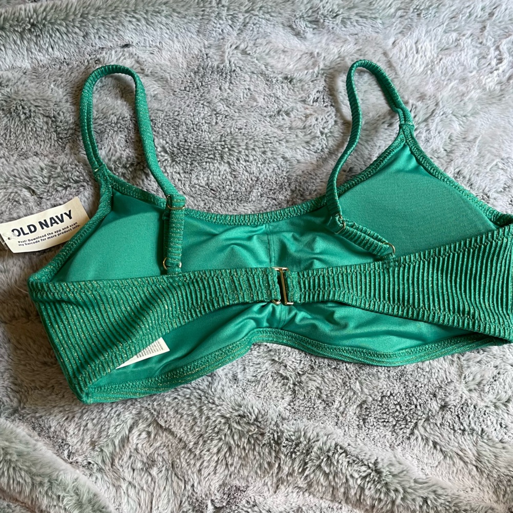 Green and Gold Adjustable Sparkle Bikini Top from Old Navy Size Medium NWT - Picture 4 of 10